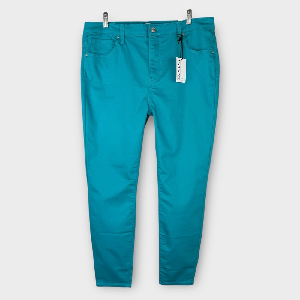 Zenana Turquoise Colored Denim High Rise Skinny Jeans 1X Bright Vibrant Chic NWT